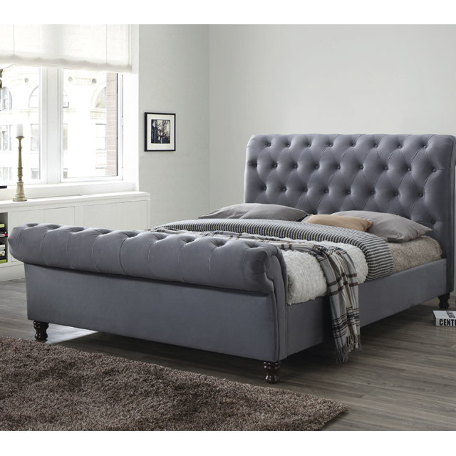 Three Posts Anglia gepolstertes schlittenbett & Bewertungen | Wayfair.de
